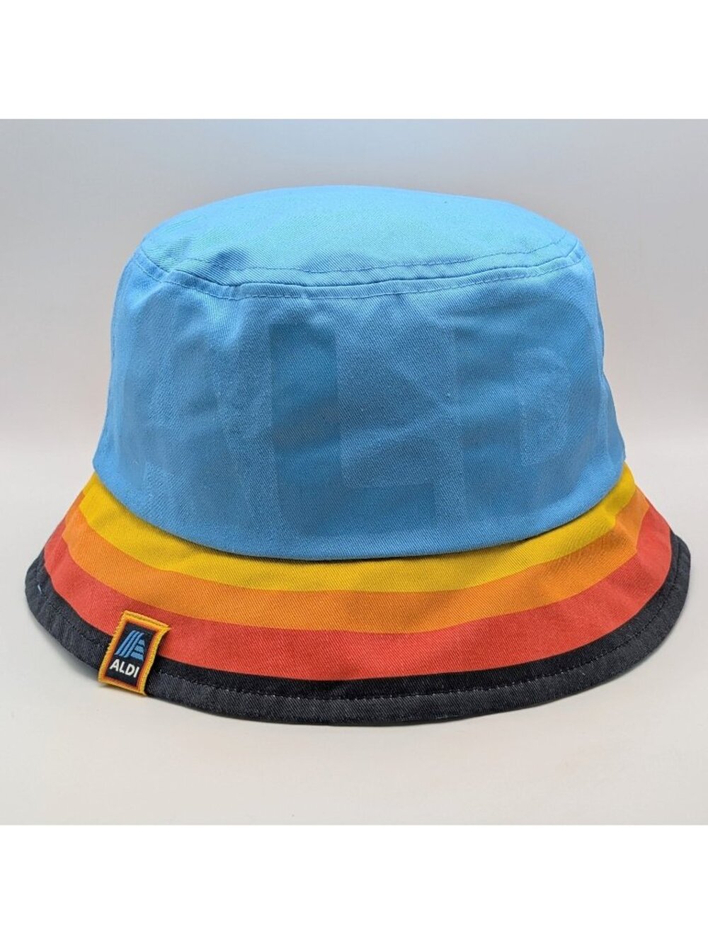 ALDI Employee Swag Blue Rainbow Stripe Discontinued Bucket Hat OSFM Cap Unisex
